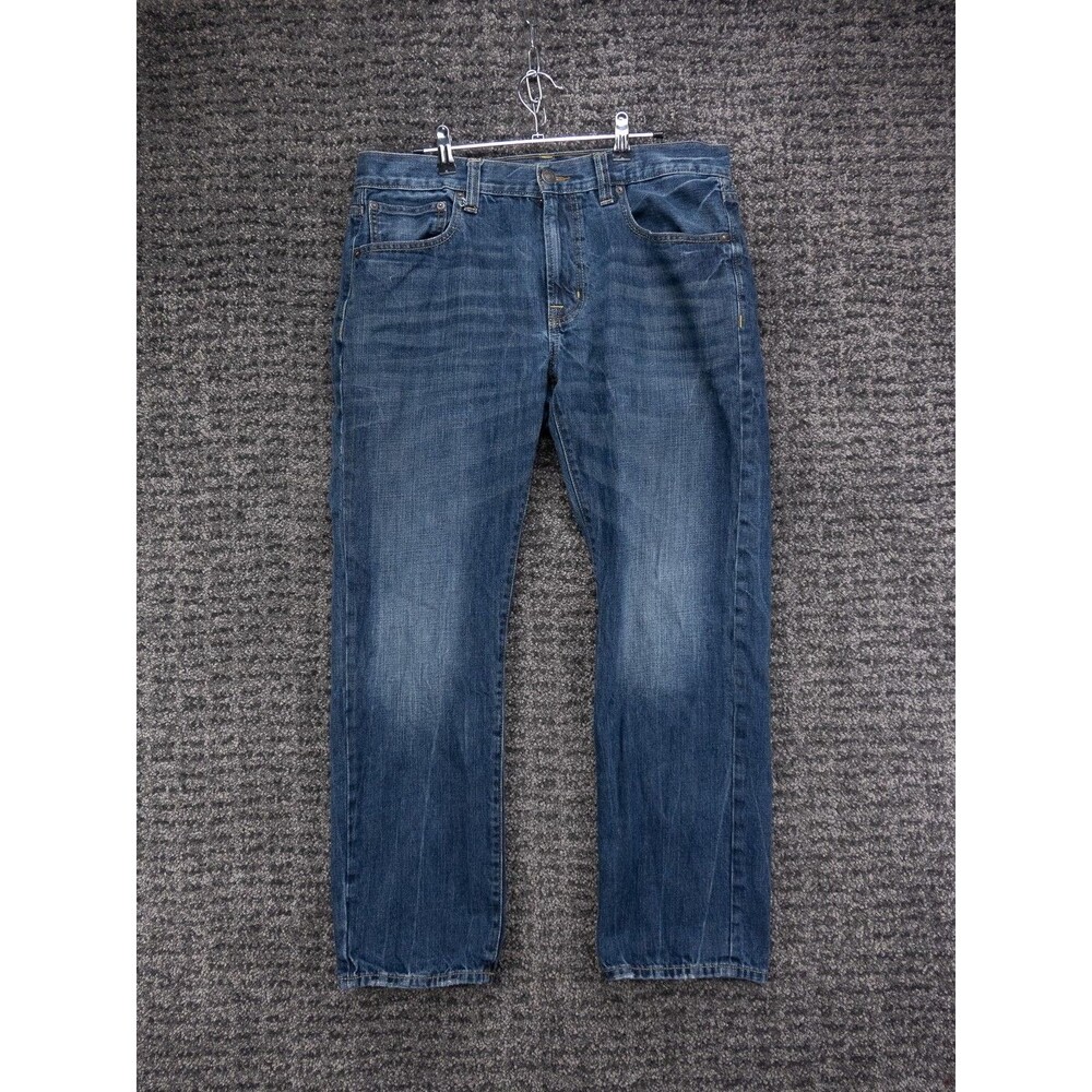 American Eagle Jeans Mens 34x30 Actual 34x29 Blue Slim Straight Distressed Denim